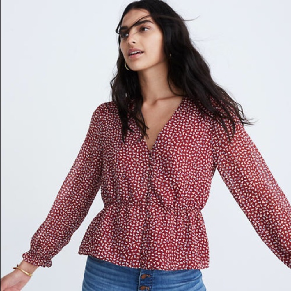 NWOT Madewell Overture Top in Red Ditsy Floral